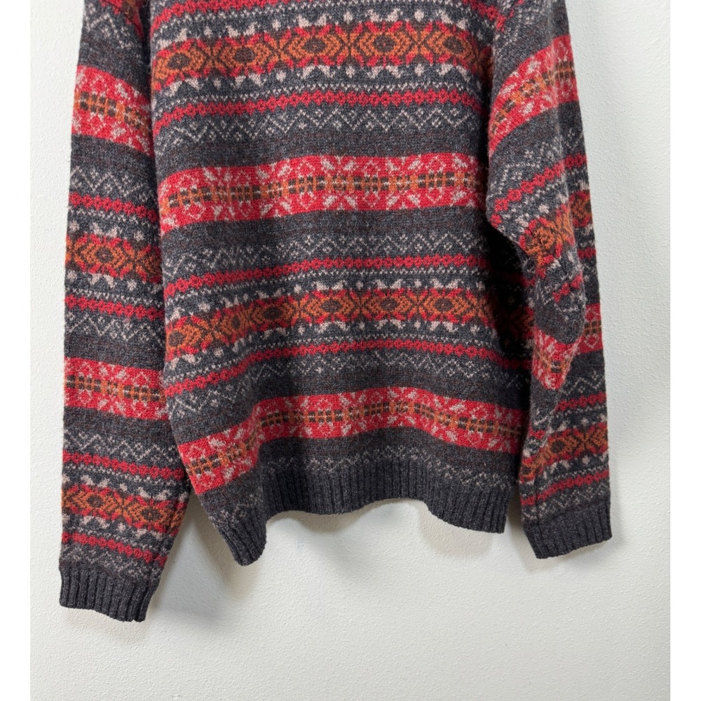 Vintage 90s Club Room Shetland Wool Fair Isle Nordic Grandpa Sweater Mens L - Picture 7 of 9